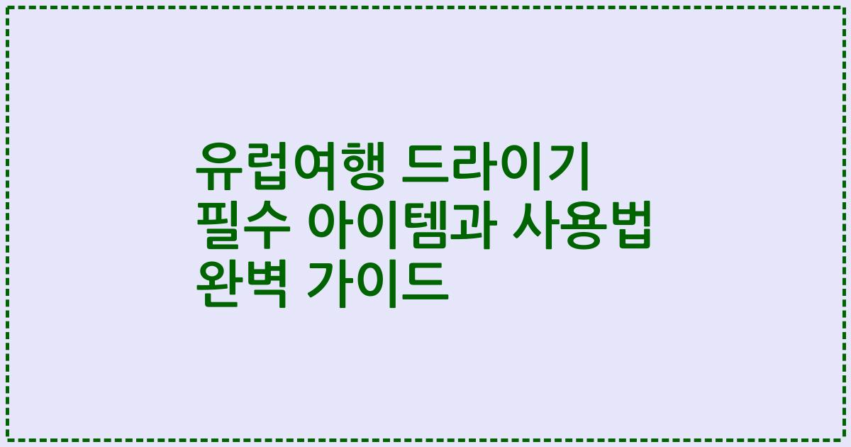 유럽여행 드라이기 필수 아이템과 사용법 완벽 가이드