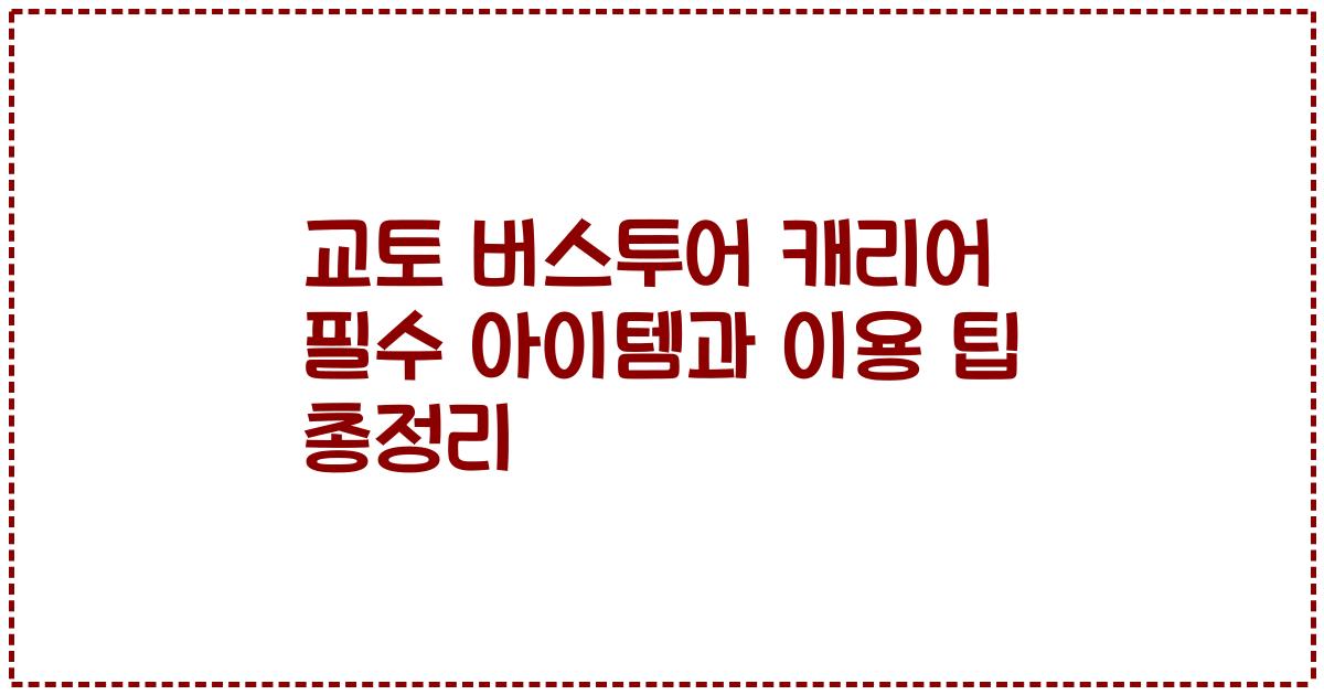 교토 버스투어 캐리어 필수 아이템과 이용 팁 총정리
